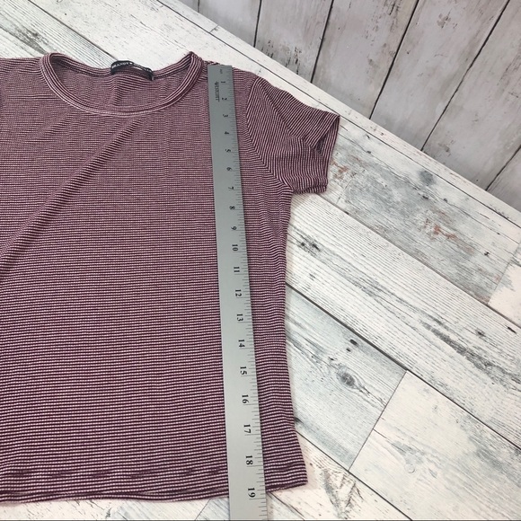 Brandy Melville Maroon Strip Stretchy Top OS - Picture 7 of 7